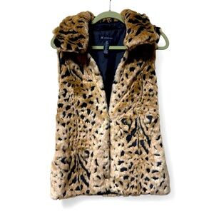 INC international concepts cheetah Print Faux Fur Vest